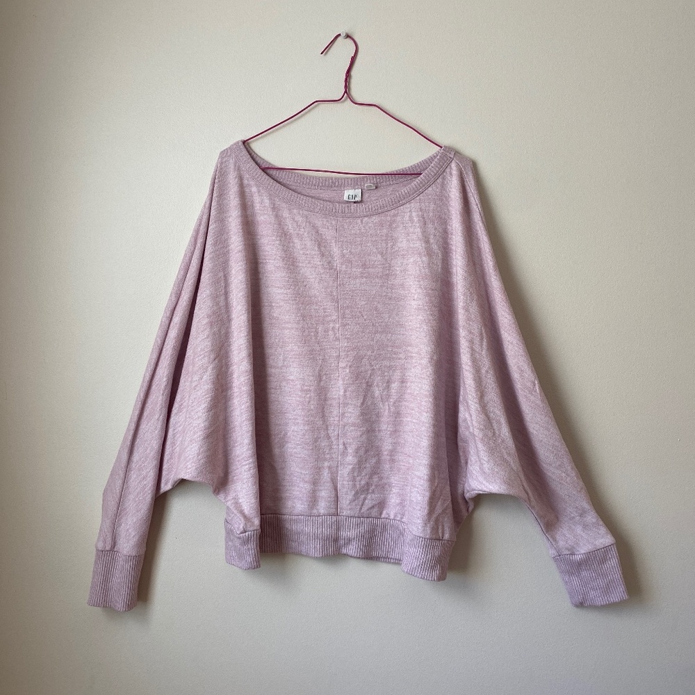 Heathered pink crop loose oversized Gap sweater